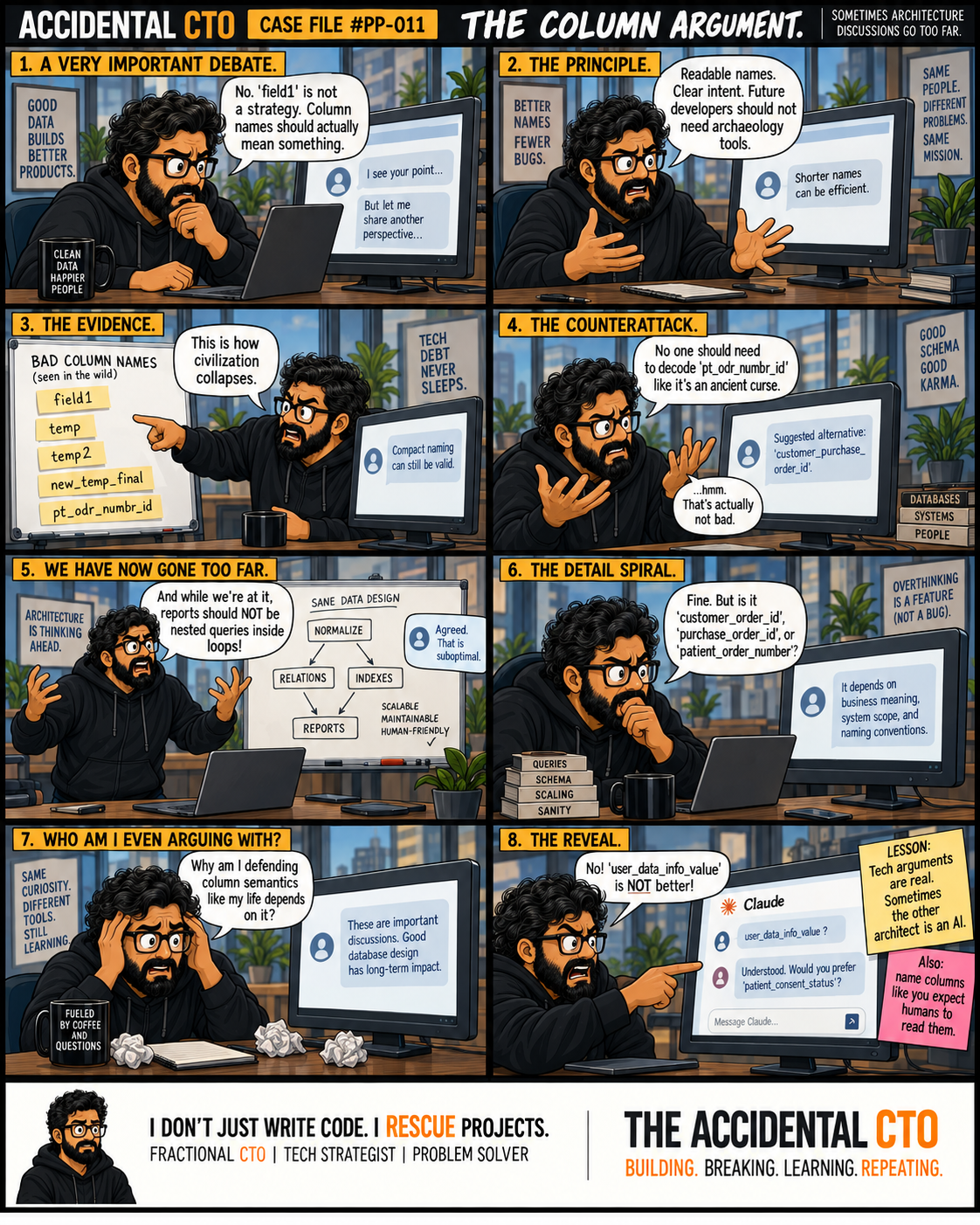 Comic cover for issue 023: The Column Name Debate
